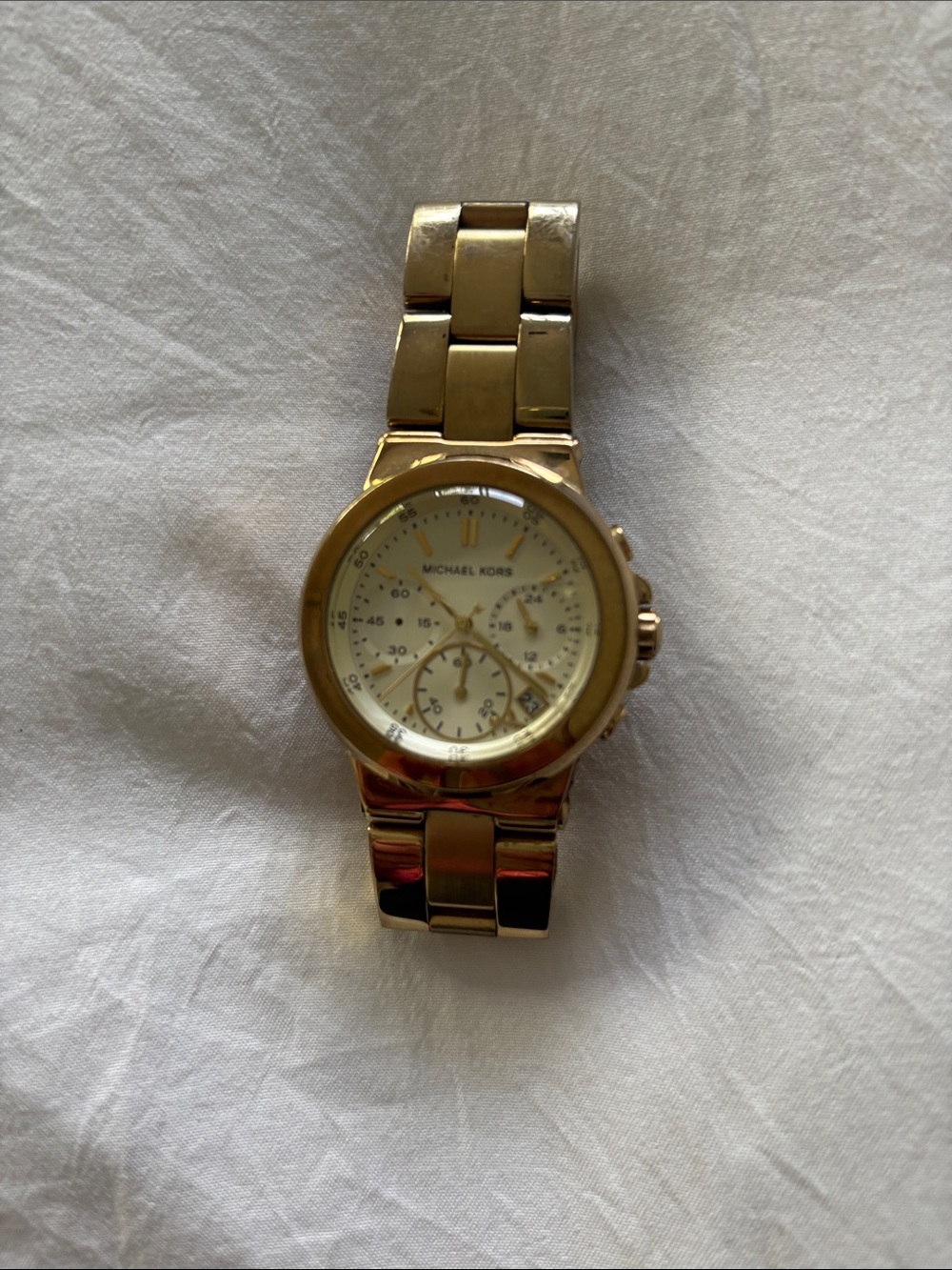 Michael Kors Gold and Ivory Chronograph Bracelet Watch